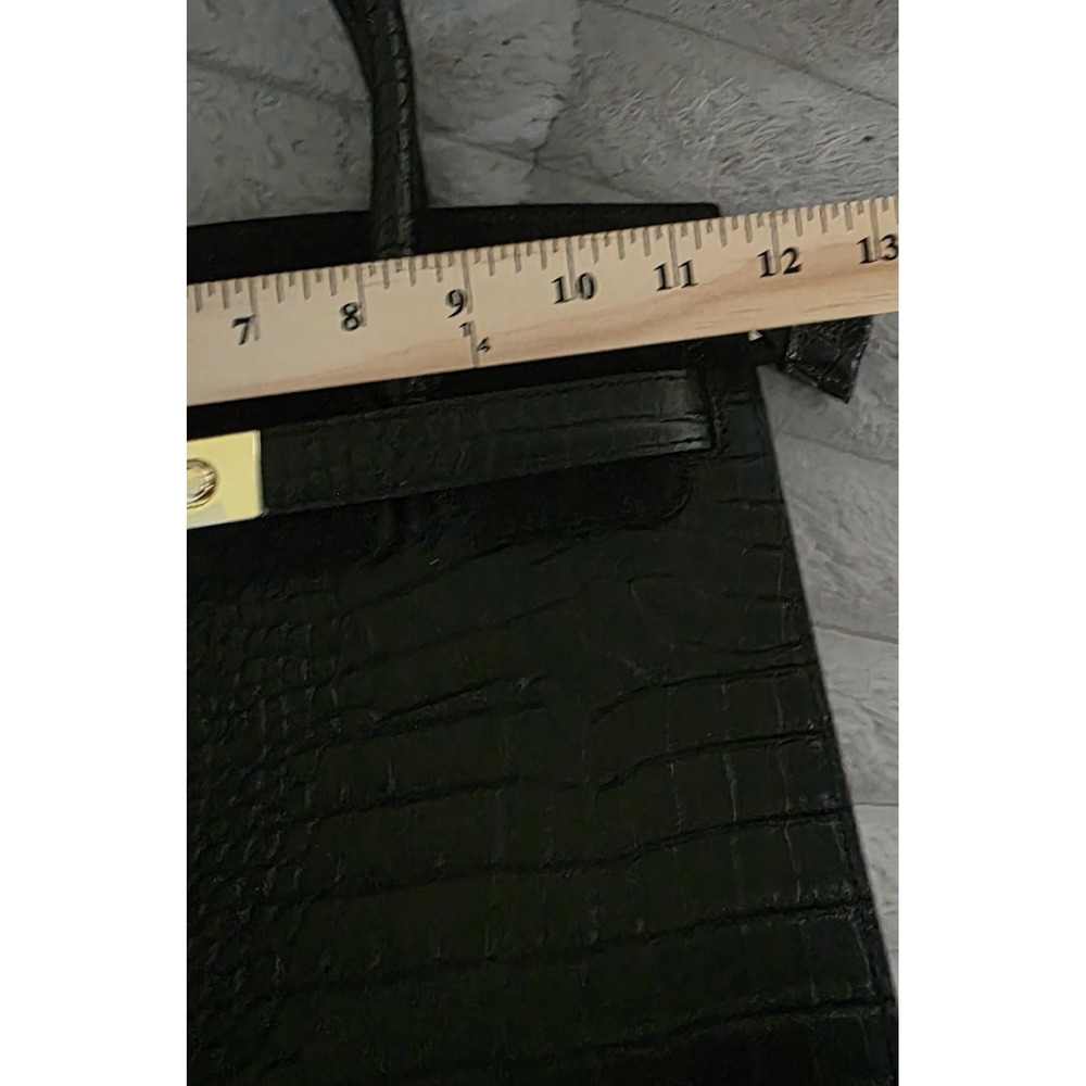 Georgio's and Son Black Croc Embossed Satchel Handbag with Crossbody Strap - Picture 14 of 16
